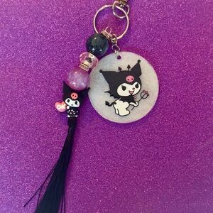 Kuromi Character Keychain with beads and  Tassel - Handmade